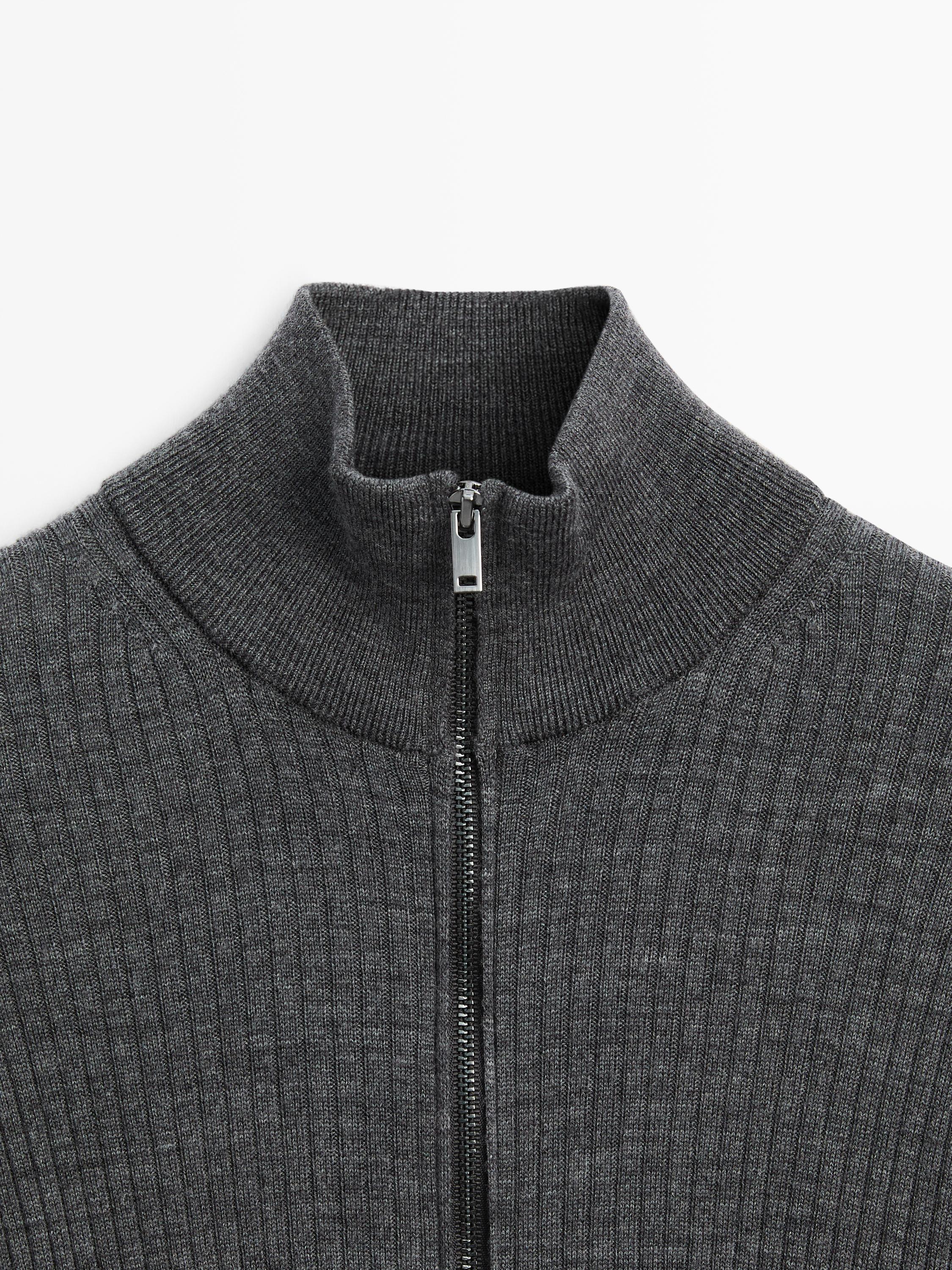 Wool zip-up cardigan